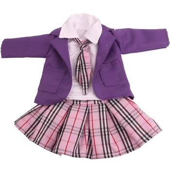 18 colių Mergaičių lėlės suknelė Violetinė mokyklos vienodos Amerikos naujagimių drabužiai, žaislai tinkami 43 cm kūdikių lėlės c791