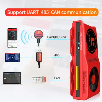 18650 smart LiFePO4 4S BMS 12V 150A 200A 250A Bluetooth 485 į USB įrenginį NTC UART togther Liūtas LiFePO4 LTO Baterijas Su Ventiliatoriumi