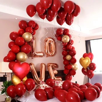 18inch metallic raudona Rubino širdis Agatas raudonas balionas vestuvių kambarys Valentino dienos papuošti datą: 10