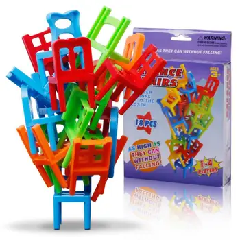 18pcs Mini Kėdės Pusiausvyrą Blokai Žaislas, Plastiko Surinkimas Blokai Krovimas Kėdės Vaikams, Šeimos Balansavimo Mokymo Žaislas Juguetes Para