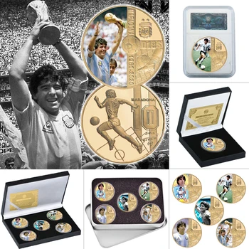 1960-2020 RIP Diego Maradona Auksą, Sidabrą, Proginių Monetų Rinkinys su Monetos Turėtojas Futbolo Iššūkis, Monetų, Suvenyrų Dovana Jam