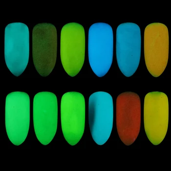 1g Fluorescencijos Neon Fosforo Pigmento Nagų Blizgučiai Milteliai Žiemos Šviesos Manikiūro Dekoro Dulkių Nagų Dailės Švyti Tamsoje CHYS01-12