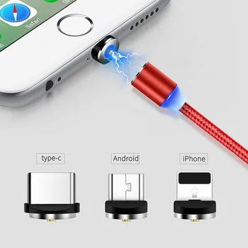 1M Automobilių Magnetinio USB Kabelis, skirtas iPhone ir USB C Tipo Kabelį ir 