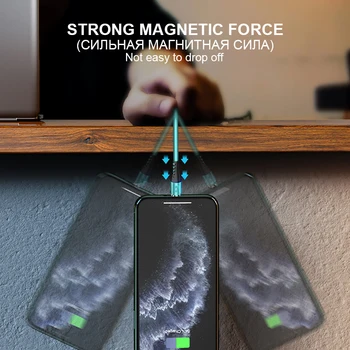 1M Magnetinis Įkroviklis C Tipo Greito Įkrovimo Micro USB Mobiliojo Telefono Kabelis iPhone Samsung Redmi 9 Pastaba Magnetas Įkrovimo Laido Viela
