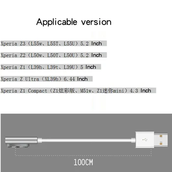 1M Magnetinis Įkroviklis magnetas Įkrovimo kabelis SONY Xperia Z3 Kompaktiškas Z3 Mini Z2 Tablet Z1 XL39h L55H L50T L55W USB Kabelis, juodos spalvos