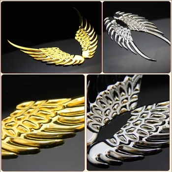1pair 3D matmenų Metalų Lydinio, automobilių lipdukai Angelas Vanago Sparnai Logotipas Ženklelis Lipdukas Automobilio Logotipo Lipdukas aukso sidabro spalvos pasirinktinai