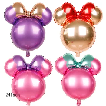 1pc 24inch Mickey mouse galvą folija, balionus, gimtadienio dekoracijas, Disney baby shower šalies prekių animacinių filmų Minnie mylar žaislas