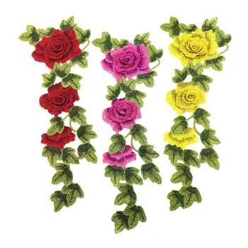 1Pc 3D Red Išsiuvinėti Audinys Rožių Gėlių Venise Nėrinių Siuvimo, Aplikacijos, Nėrinių Apykaklės Iškirpte Apykaklės Aplikacijos Priedai