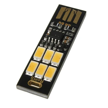 1PC 6 LED, Naktinio Šviesos Lempa Nešiojama Mini USB Power 1W 5V mygtukinis apšvietimo Reguliatorius Baltos Šviesos Galia Banko Nešiojamas Kompiuteris