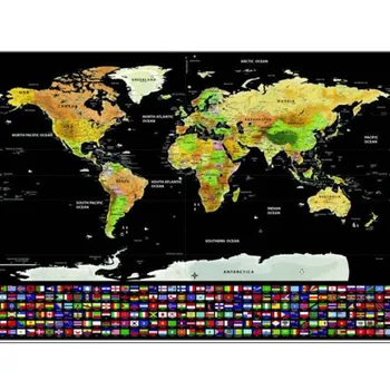 1pc Deluxe Ištrinti Pasaulio Kelionių Žemėlapį Nulio Išjungti Pasaulio Žemėlapį Kelionės Įbrėžimams Žemėlapį, Kambario, Namo, Biuro Apdailos, Sienų Lipdukai