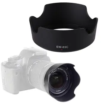 1PC Juoda ABS Lens Hood EW-63C EW63C Canon EF-S 18-55mm f/3.5-5.6 IS STM 58mm fotoaparato objektyvo gaubtą, objektyvas protetor ew 63c