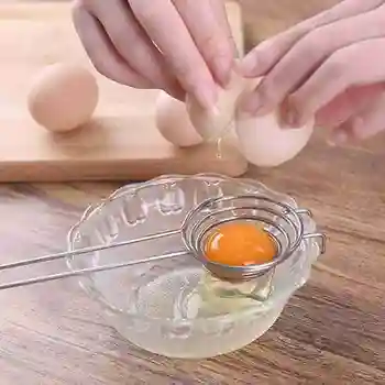 1pc Kiaušinio baltymas Atskirtuvas Su Kablio Nerūdijančio Plieno Ilgai Virtuvės Dalykėlių Kanalą Torto Įrankius, Tvarkyti Priėmimo Kiaušinio Trynys Daliklis Rou Y9A0