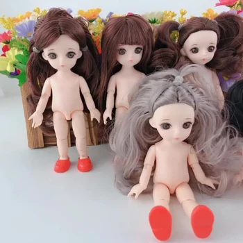 1pc Lėlės 16cm Bendroji Lėlės 3D Akis Bjd Plastikinės Lėlės Mergaitėms, Žaislai Ilgai Moters Kūno Mados Kalėdų Dovana