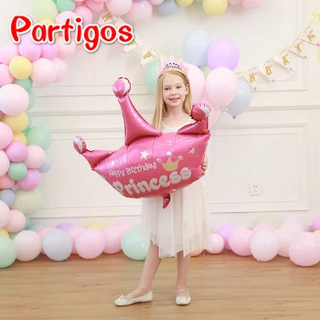 1pc Milžinišką Dydis 100CM Aukso Pink Princess Crown helio folija balionas kamuolius kūdikių suaugusiųjų gimtadieniu vestuves dekoro globos