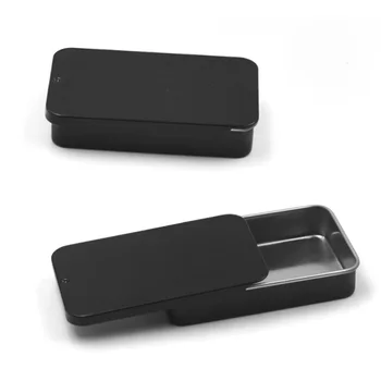 1PC Mini Juodas Matinis Slankiojantį Dangtelį Push-Pull Alavo Lauke Nešiojamų U Disko Kramtomoji Guma Metalinė Dėžutė Mažų Namų Tepalo Laikymo Dėžutė