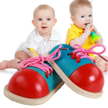 1PC Montessori Švietimo Žaislai Vaikams, Mediniai Žaislai, Vaikiška Jungiamąją Batų Ankstyvojo Ugdymo Montessori Mokymo priemonių Įspūdį 885920