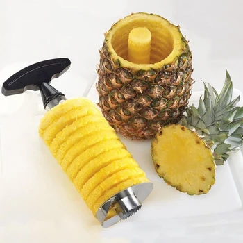 1PC Nerūdijančio Plieno Lengva naudoti Ananasų Skustukas Priedai Ananasų Pjaustyklės Vaisių Cutter Corer Slicer Virtuvės Įrankiai