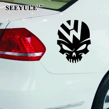 1pc SEEYULE Ghost Rider Kaukolė Crazy Automobilių Lipdukas Emblema Degalų Bako Dangtelio Vinilo Decal VW Beetle Tiguan Golf 4 5 6 Passat B5 B6