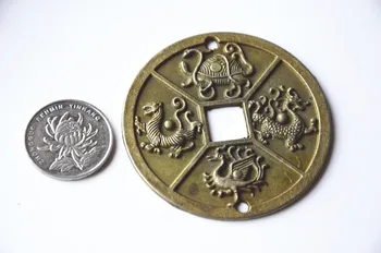 1PC Senovės Kinų Keturiomis Dangaus Gyvūnų, Mitinių Būtybių Feng Shui Monetos Žalvario Pasisekė Monetos Laimę Dovanų Kolekcija