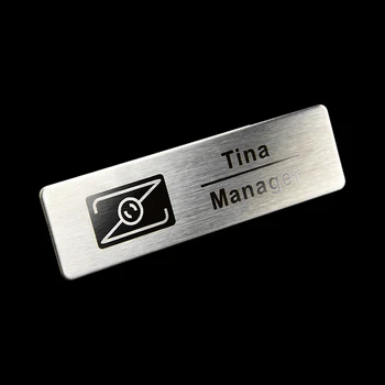 1pc užsakymą magnetas vardo žymą 7X2cm metalo lentele lazeriu graviruoti ID ženklelį turėtojas
