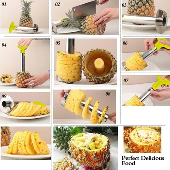 1pc Vaisių, Daržovių Peilis Nerūdijančio Plieno Mini Virtuvės Reikmenys Ananasų Skustukas Spiralizer Cutter Core Žievelės Slicer Cocina