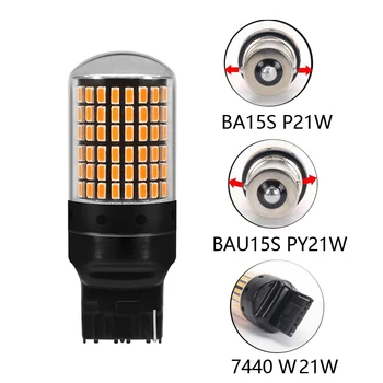 1Pcs 1156 Ba15s T20 LED P21W W21W PY21W Canbus LED Lemputes Nr. Hyper Flash šviesos Auto Automobilio Posūkio Signalo Stovėjimo žibintai 3014 144 smd