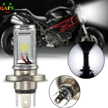 1PCS 12W H4 Motociklo COB LED Lemputė Šviesos Lempos Hi/Lo Šviesų Žibintai, Priekiniai Žibintai Lemputės