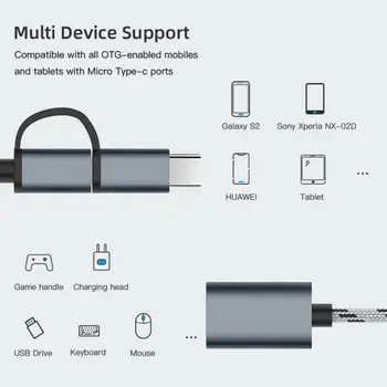 1pcs 2 In 1 USB 3.0 OTG Adapterio Kabelio Tipas-C Micro USB Į USB 3.0 Sąsaja Konverteris mobiliųjų Telefonų Įkrovimo Kabelių Linijos Converte