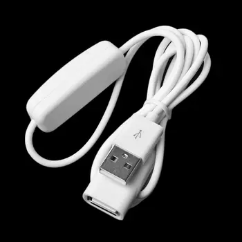 1PCS 2m USB Baltas Kabelis Vyrų ir Moterų su Jungikliu ON/OFF, Kabelio Pratęsimas Perjungti USB Lempa USB Ventiliatorius Elektros Linija