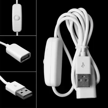 1PCS 2m USB Baltas Kabelis Vyrų ir Moterų su Jungikliu ON/OFF, Kabelio Pratęsimas Perjungti USB Lempa USB Ventiliatorius Elektros Linija Jy23 19 Droship