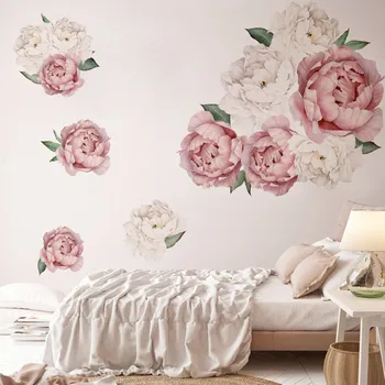 1PCS 3D Bijūnas Sienų Lipdukai Gėlės Rožės, Dėl Svetainės Miegamojo 40*60CM Kambario Sienų Lipdukai Namų Puošybai Tapetai
