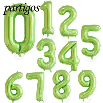 1pcs 40inch Skaičius Balionai Avokado Žalios spalvos Folija balionai Helio Globos Baby Shower Gimtadienio dekoro globals vasaros gruodis