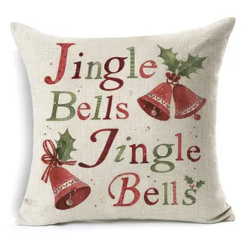 1Pcs 43*43cm Kalėdų Jingle Bells Modelis Medvilnės Skalbiniai Mesti Pagalvę Pagalvėlė Padengti Automobilio Namų Sofa-Dekoratyvinis Užvalkalas 40479