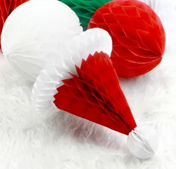 1PCS/8inch/12inch Kalėdų dekoracijas Santa šalis atostogų medaus kamuolys skrybėlę Kalėdų medžio apdaila popieriaus pakabukas gėlė