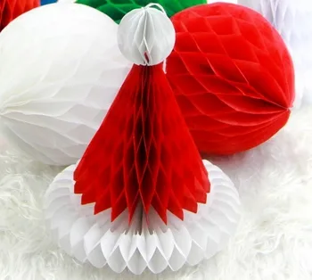 1PCS/8inch/12inch Kalėdų dekoracijas Santa šalis atostogų medaus kamuolys skrybėlę Kalėdų medžio apdaila popieriaus pakabukas gėlė