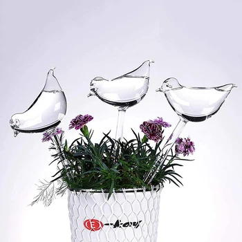 1pcs Automatinė Gėlių Laistymo Įrenginys Augalų Waterer Savarankiškai Laistymo Gaubliai Paukščių Formos Ranka Pūstinis Aišku, Aqua Lemputes