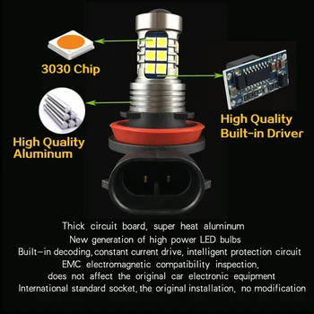 1pcs Automobilio LED Žibintai Lemputės Lemputė H8, H11 9006 HB4 H16 Už 