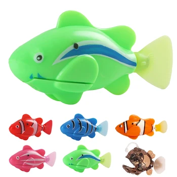 1PCS Baterijos Žuvų Katė Žaislas Vandens Aktyvuotas LED Plaukimo Žuvų Žaislas Katė Žuvų Žaislai su Vandens Piktžolių & Atsuktuvas Katėms