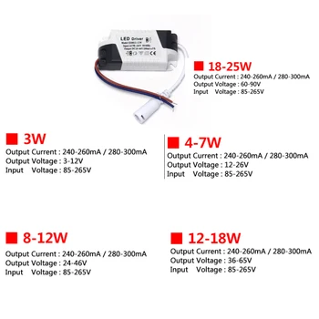 1pcs LED Šviesos Transformatorius Maitinimo Adapteris Led Lempos/bulb 1-3W 4-7W 8-12W 13-18W 18-24W Saugaus Plastiko Lukštais LED Driver