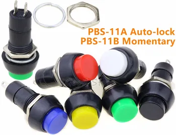 1pcs PBS-11A PBS-11B Stumti Savaiminio fiksavimo akimirksnį Mygtuką Perjungti Žalia/Raudona Spalvų Elektros Jungiklis, skirtas 