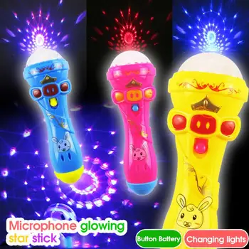 1PCS Su Atsitiktinių Spalvų LED Projekcija Mikrofonas Flash Mikrofonas Šviesą skleidžiantys Mados Įdomu Vaikų Žaislai Vaikams Dovanų