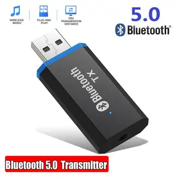 1pcs USB Bluetooth 5.0 Garso Siųstuvas, Imtuvas, LCD Ekranas 3.5 MM AUX-RCA Stereo Belaidžio ryšio Adapteris Raktu PC TV Automobilį