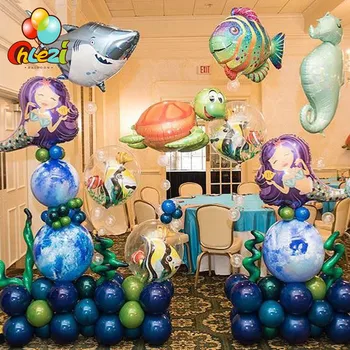 1ps Jūrų gyvūnų helio balionai Ryklių, aštuonkojų, krevečių Undinė seahorse Animacinių filmų skaičius Baby shower Jūrų temą Šalies gruodis