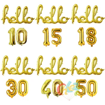 1set 16inch Skaičius folija balionas Siamo raidžių sveiki 30 40 50 rožinė aukso, sidabro spalva gimtadienio dekoravimas balionais