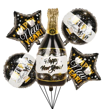 1set Šampano Laimingų Naujųjų Metų Folija Balionas Su Black & Gold Balionų Rinkinys, Skirtas Naujųjų Metų Šaliai Ddecorations Vaikams Dovanos