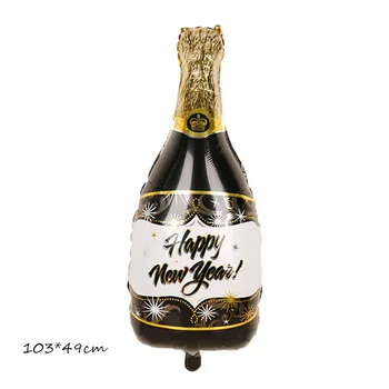 1set Šampano Laimingų Naujųjų Metų Folija Balionas Su Black & Gold Balionų Rinkinys, Skirtas Naujųjų Metų Šaliai Ddecorations Vaikams Dovanos