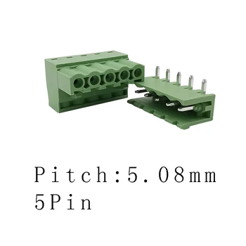 2/3/4/5 Pin 2EDG 5.08 mm Dešinysis Kampas PCB Varžtas Gnybtų Bloko Laido Jungties Kištuką Pin stačiu Kampu 5.08 mm Žingsnio Antraštė Lizdas