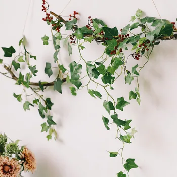 2.3 m Dirbtinis Ivy žalia Lapų Girlianda Augalai Vynuogių Netikrą Lapai, Gėlės Namų Dekoro Plastiko Dirbtinių Gėlių Pintais String