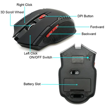 2.4 GHz Wireless Gaming mouse Pelę Su USB Receiver Žaidėjus 2000DPI Pelės Kompiuteris Nešiojamas PC Žaidimų Žaidėjas