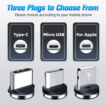 2.4 Magnetinis Micro USB C Tipo Kabelis iPhone, 11 Xiaomi 